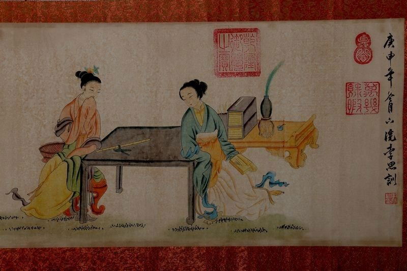 Extra Large Rare Old Chinese Scroll Hand Painting Ladys (1 of 10)
