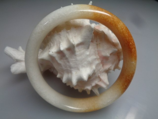 All Natural Two Color Jade Bracelet 59mm (1 of 2)