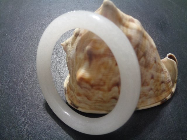 Natural Round White jade bangle bracelet. 61mm (1 of 2)