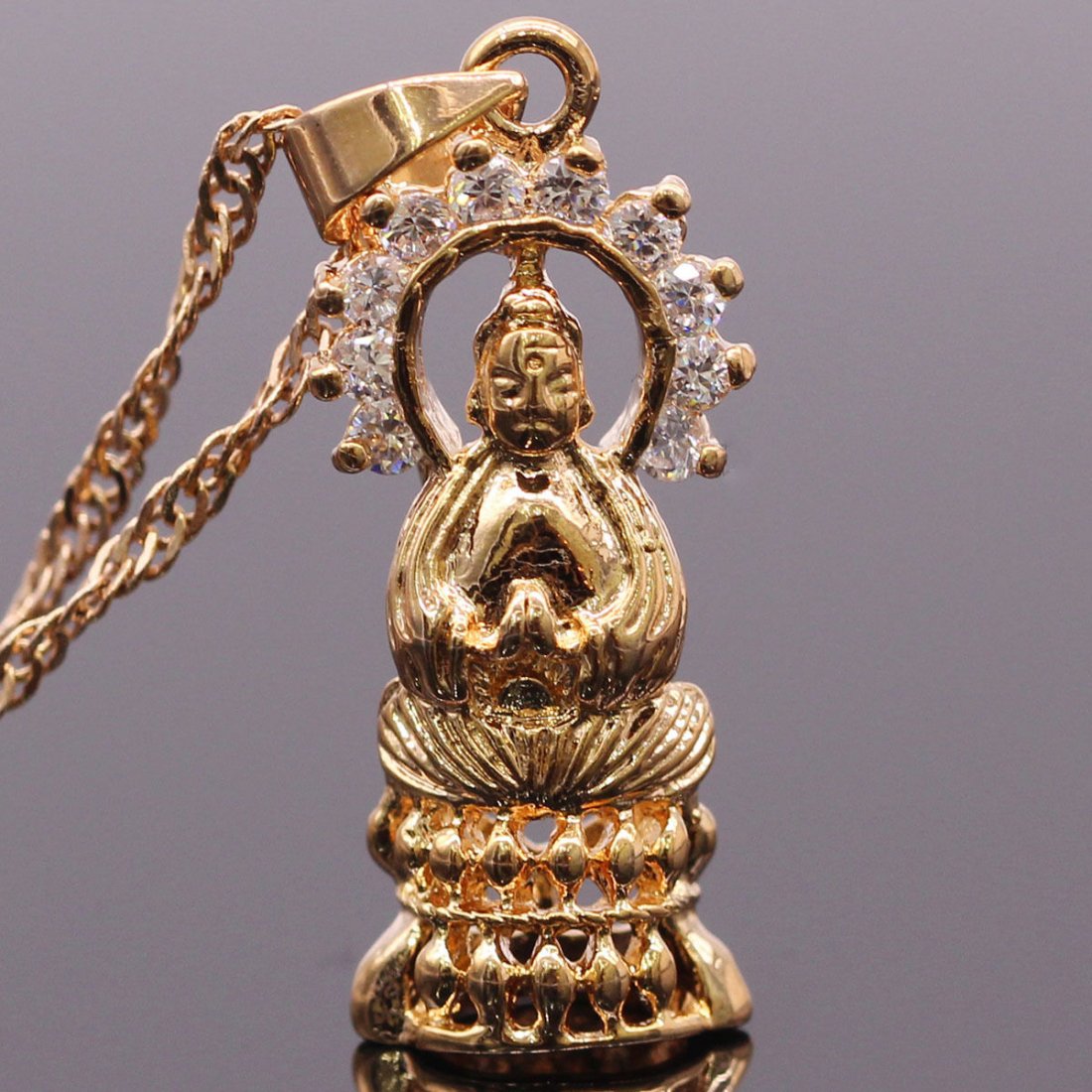 Buddha Crystal Pendant 18K Gold Plated Cubic Zircon: Buddha Crystal Pendant 18K Gold Plated Cubic Zircon