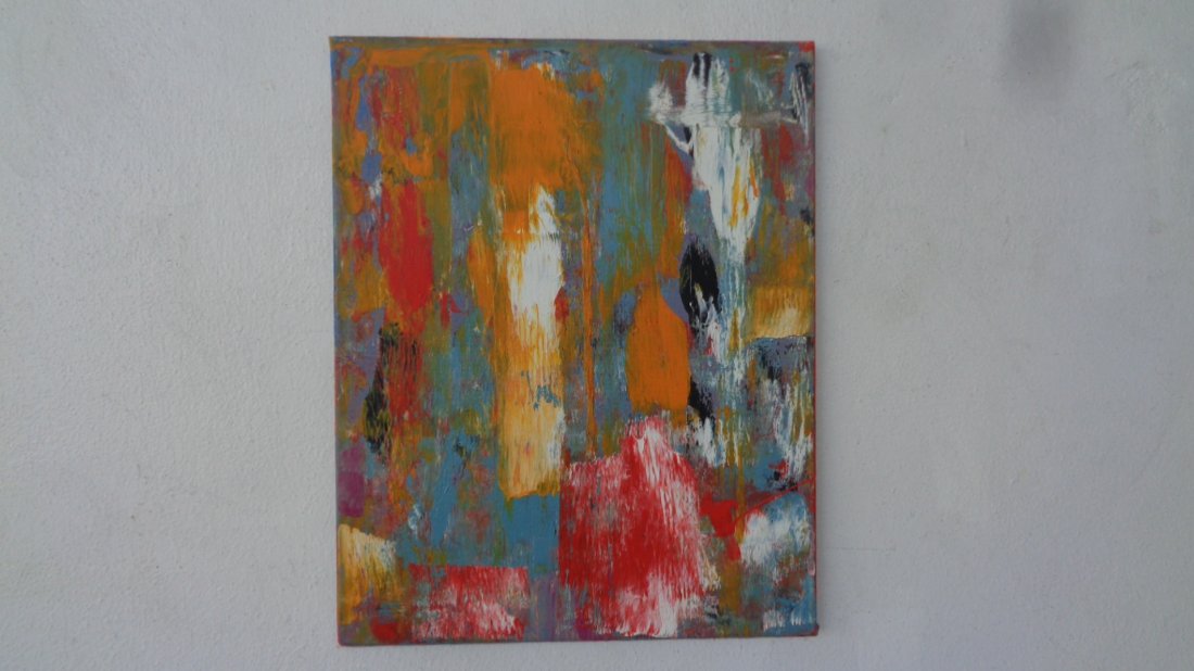 Lot of 2 Abstract Painting on Canvas Signed, Painting (1 of 7)