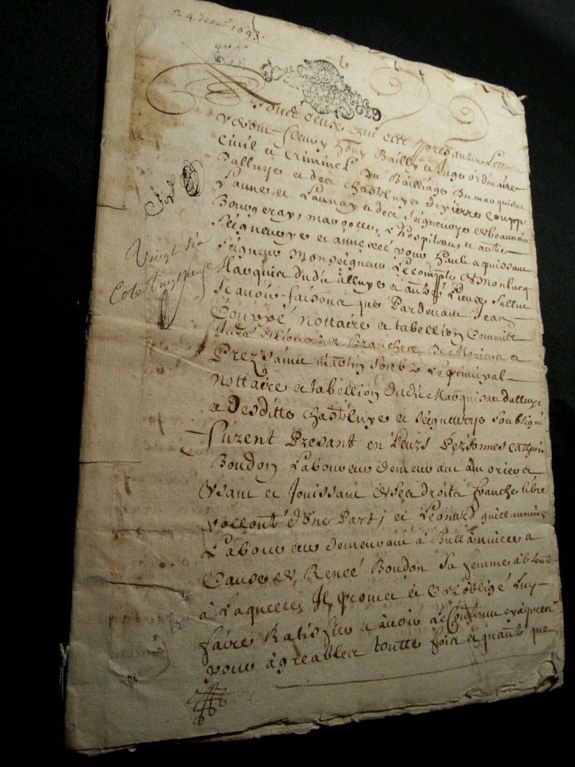 1693 Antique Notarial Deep 16 Pages Document-Manuscript (1 of 3)