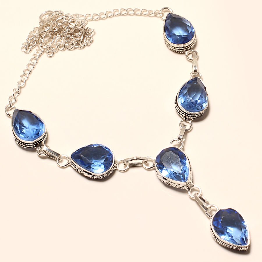 TANZANITE QUARTZ 925 SILVER NECKLACE 16-18" (1 of 1)