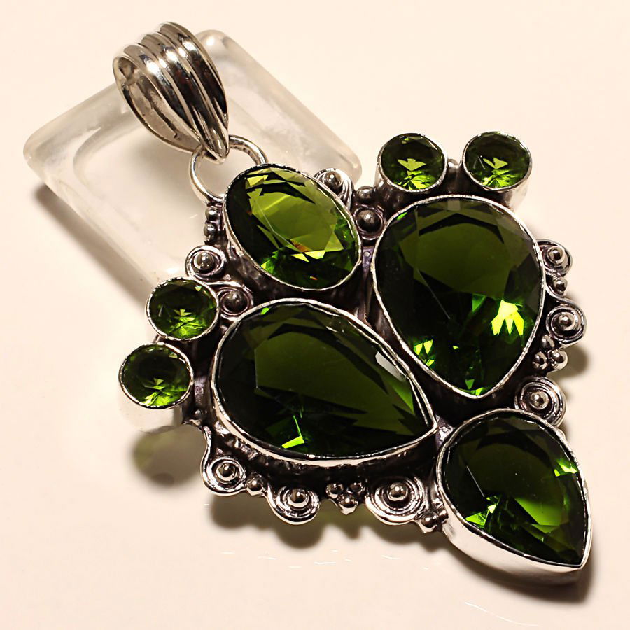 Green Peridot  925 STERLING SILVER PENDANT (1 of 1)