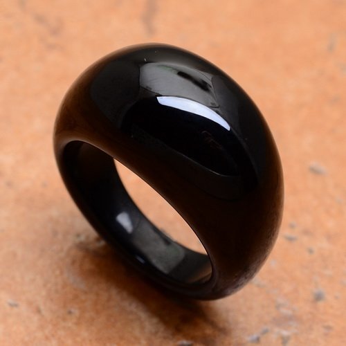 Natural Black Agate Ring  Size: 8 (1 of 1)