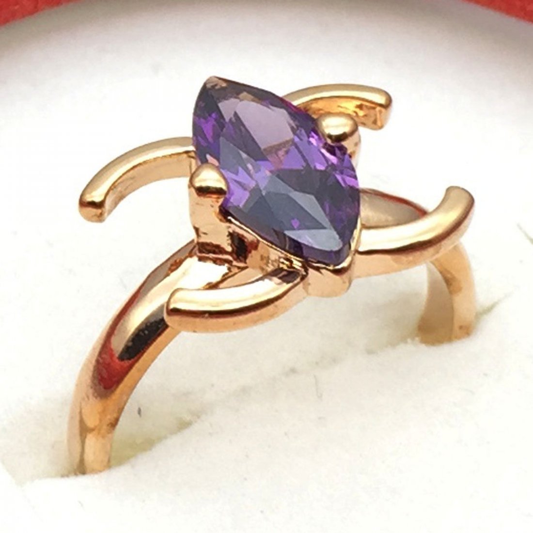 Purple Crystal CZ 18K Gold Plated Ring -Size 7 (1 of 1)