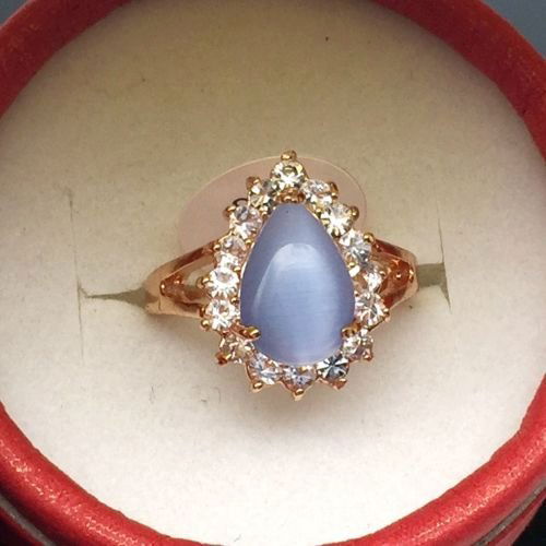 Purple Opal 18k Yellow Gold Plated White CZ Ring Size 8 (1 of 1)
