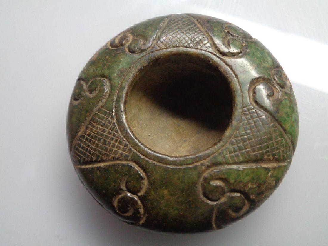 Antique Chinese Green Jade carved  writing brush washer (1 of 4)