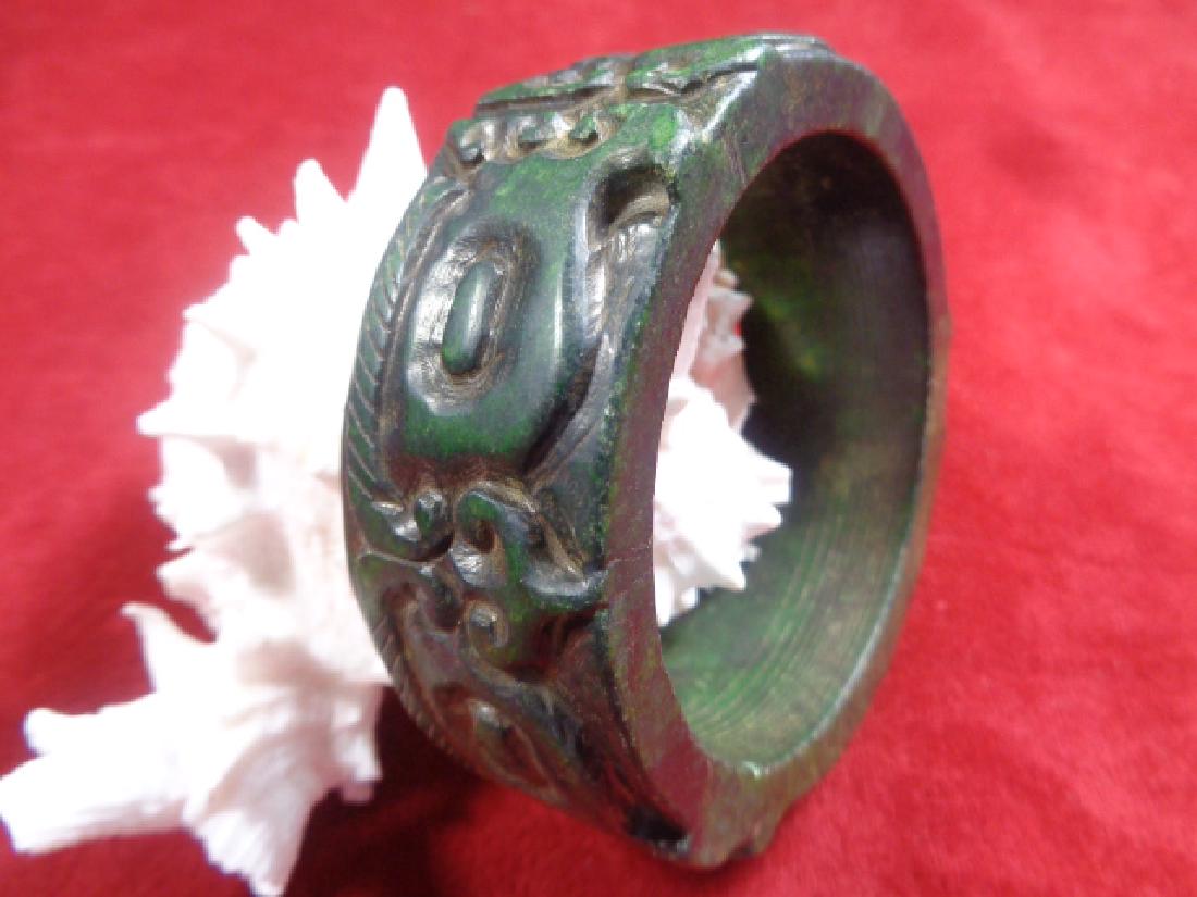 Antique Chinese Natural green jade carved three dragon (1 of 5)