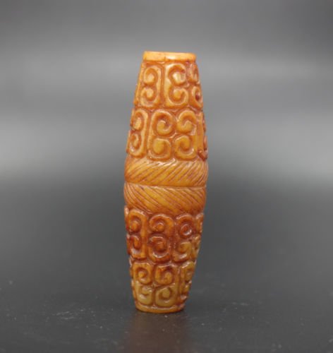 Large Antique HandCarved  Tibetan Emblazon Bead Pendant (1 of 4)