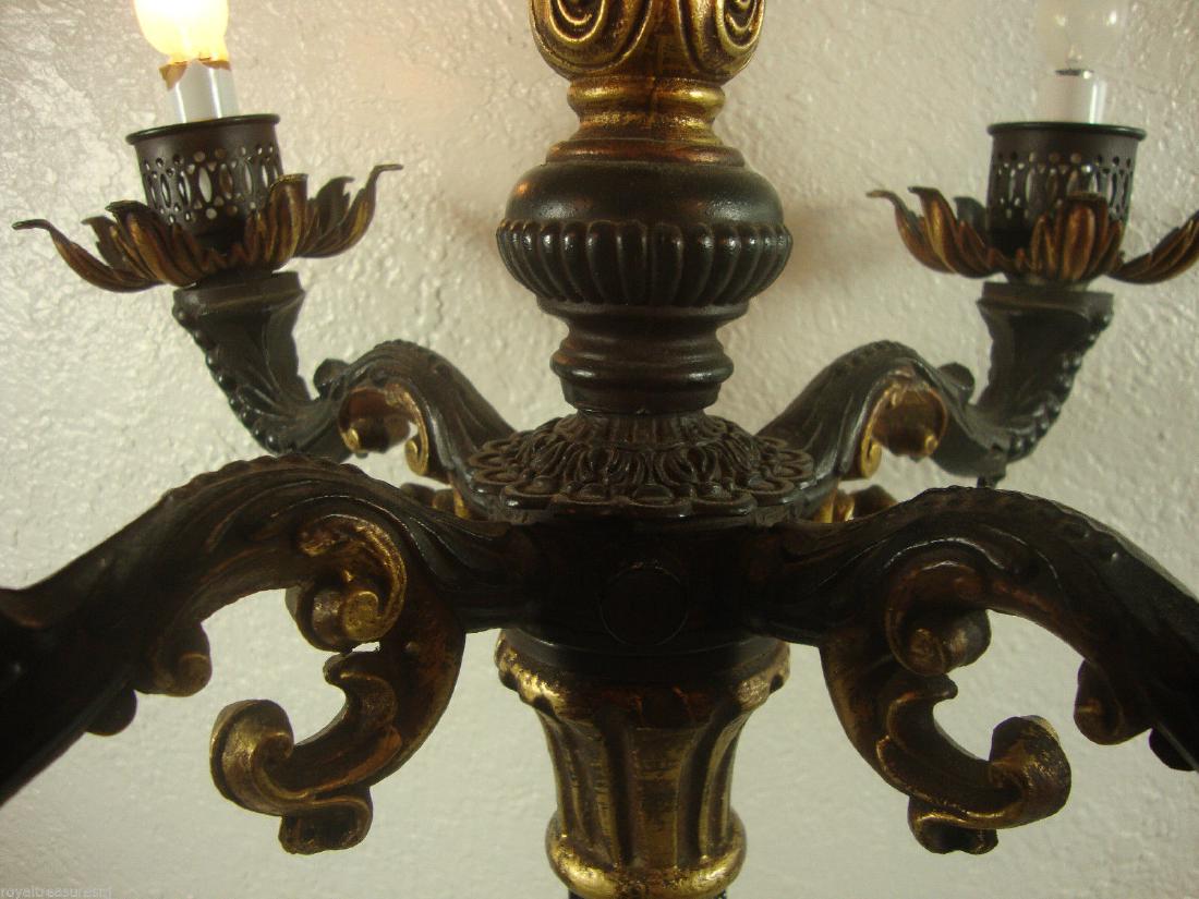 Antique Vintage 5 Arm Candelabra Table Lamp 33" H: Antique Vintage 5 Arm Candelabra Table Lamp 33" H-Wide:20"H:33"Wt:26 LbsThis piece is ready to use. Bulbs not includedOnly three light bulbs to show are on-it is 5 arm lamp.
