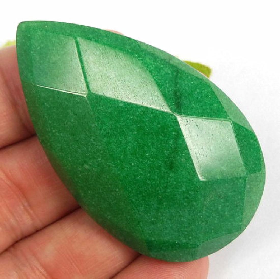 Large Faceted Green Jade cabochon- 55 mm (1 of 1)