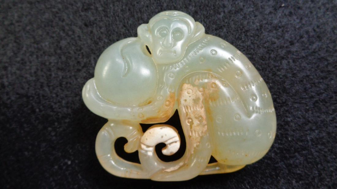 Chinese Natural Jade Hand-carved monkey Pendant (1 of 2)