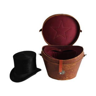 Victorian Silk and Beaver Top Hat in Unique Case: HEIGHT 10.5WIDTH 14DEPTH 12.5