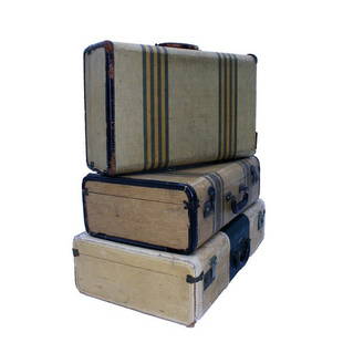 Tan Tweed like Suitcases Lot of 3: Largest h 7, w 2ft, depth 15 (all together 3ft h x 20.5)