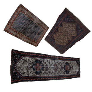 Lot of 3 Worn Persian Carpets: Coming soon.