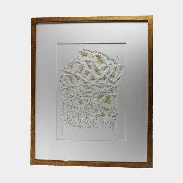 Views from the Hut by Joni Smith: By Joni Smith. Hand cut paper. Invisible Cities series #1. 2009. Dimensions H: 23 1/2" W: 19" D: 1 1/2".Item is a consignment from Michael Bisordi, the founder of Tungsten Partners, a Soho-based multi