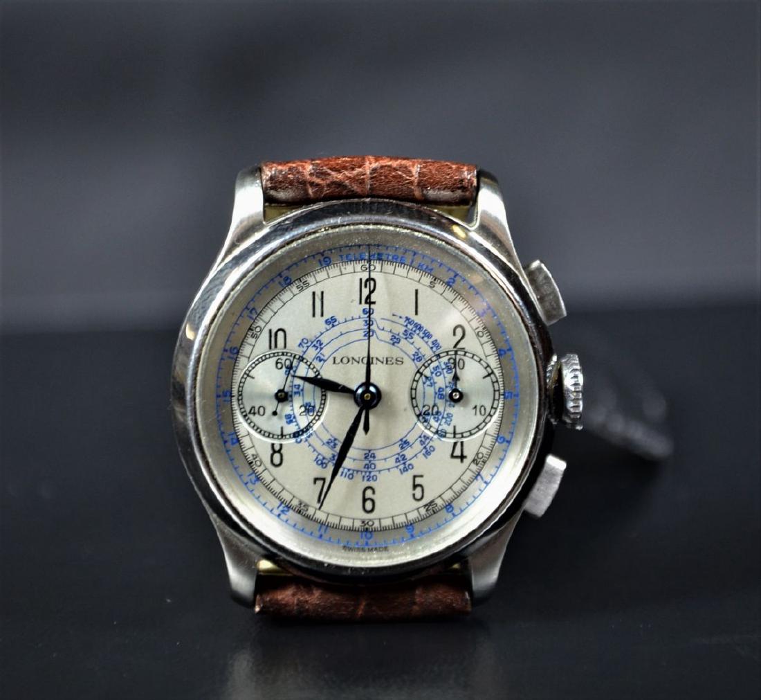 Steel chronograph LONGINES, cal. 132 ZN. Restored dial. (1 of 2)