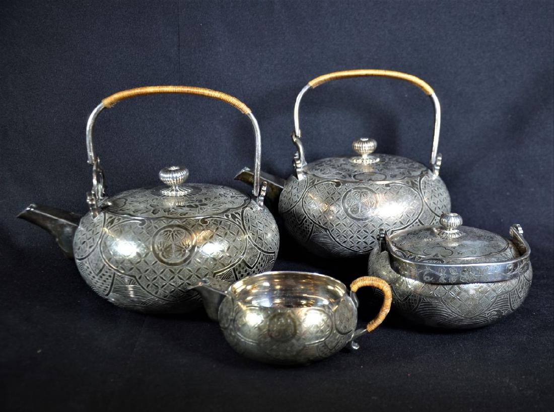  K UYEDA Sterling silver tea service (1850gr) (1 of 2)
