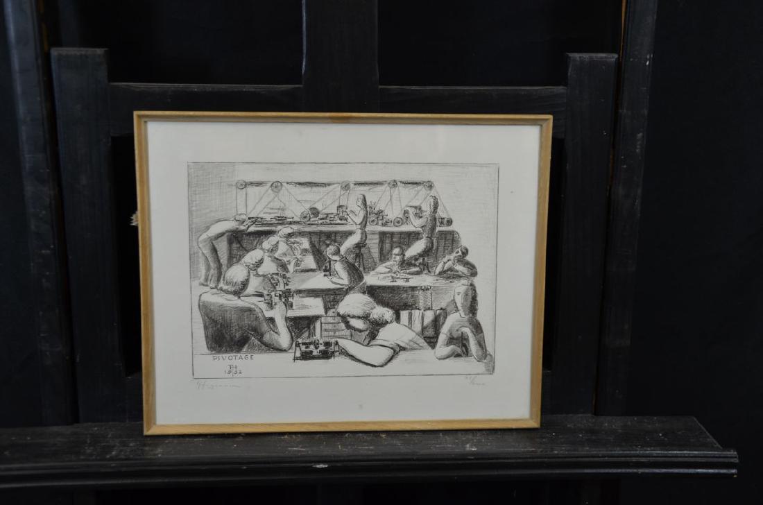 Lithography 76600 Pivotage, signed R. Huguenin. 21 x: Lithography 76/600 Pivotage, signed R. Huguenin. 21 x 30cm. Deutsch: Lithographie 76/600 Pivotage, signiert R. Huguenin. 21 x 30cm.