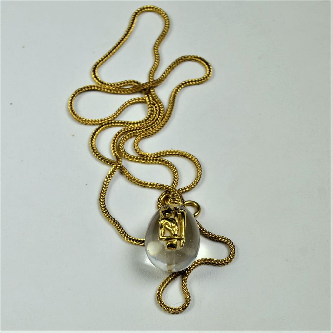 Chaîne en or 18 ct et pendentif en cristal de roche (1 of 1)