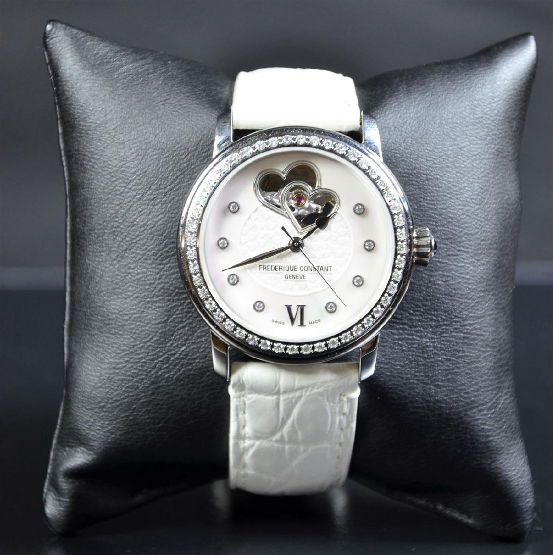 Steel watch with diamonds FREDERIQUE CONSTANT, nacre (1 of 2)