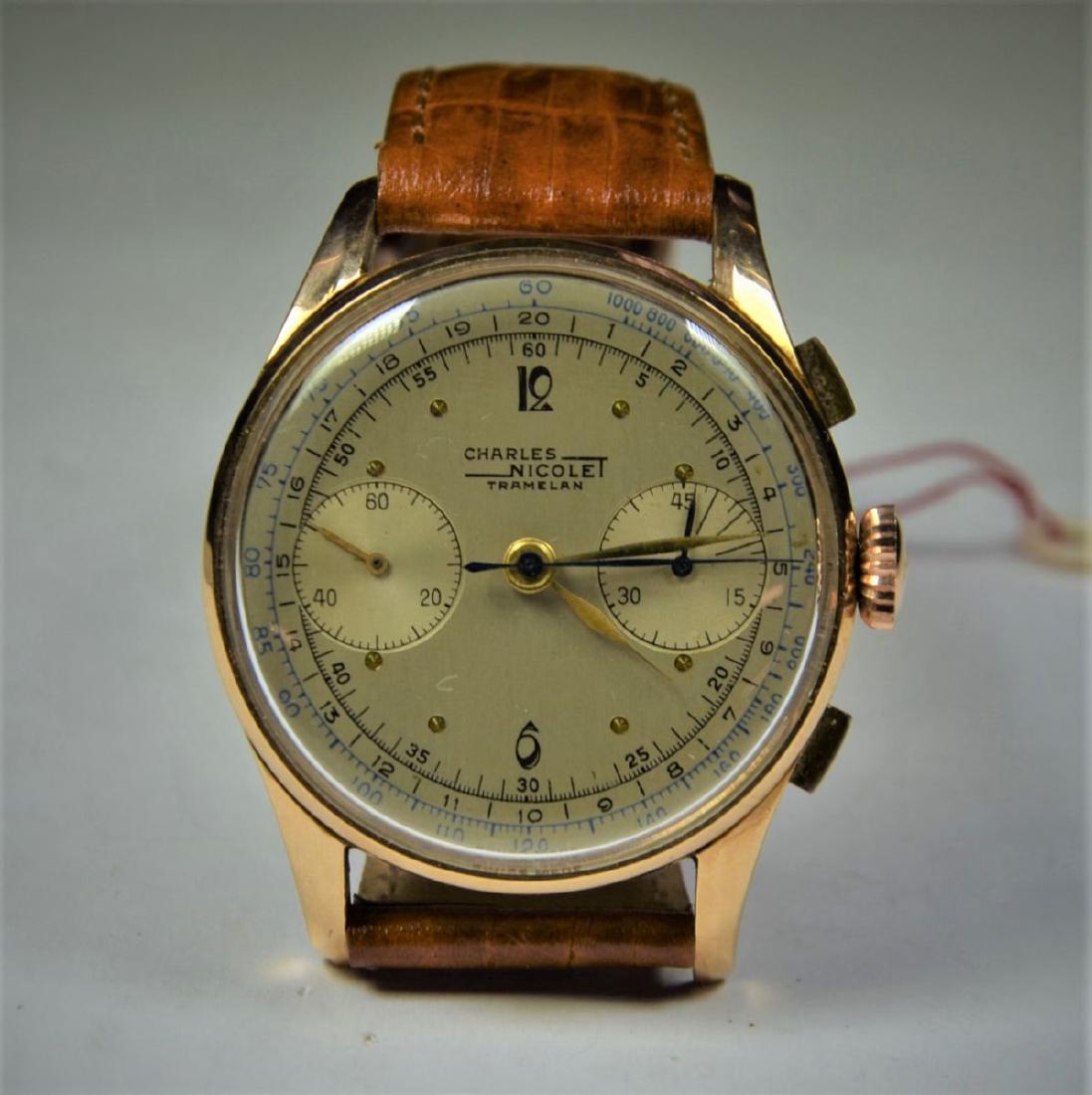 Chronograph CHARLES NICOLET in rose gold 18ct. Diameter (1 of 2)