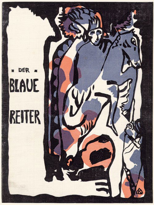 Kandinsky, Wassily: Der Blaue Reiter: Kandinsky, Wassily und Franz Marc. Der Blaue Reiter. Zweite Auflage. 5 Bl., 140 S. Mit 141 Abb. und 35 Tafeln (davon 4 farbig), 8 Vignetten und 3 Musikbeilagen. 29,5 x 22,5 cm. Farbig illustr. Orig.-L