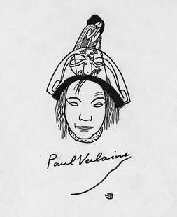 Verlaine, Paul: Freundinnen: Verlaine, Paul. Freundinnen. 1866. 12 S. Mit einer ganzs. Illustration von Richard Scheibe. 22 x 18 cm. OPpbd. mit wiederh. Illustration (etwas gebräunt). O. O., Privatdruck, 1866 (d. i. Berlin, A. R