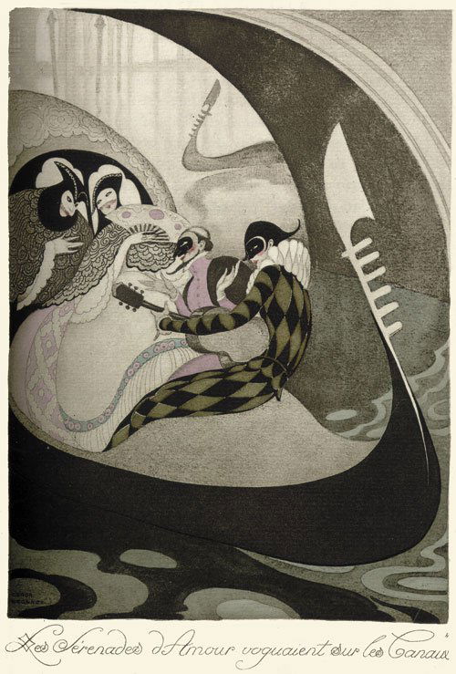 Allatini, Eric: Sur Talons Rouges: Allatini, Eric. Sur Talons Rouges. Contes. 1 Bl., 152 S., 2 Bl. Mit 12 Aquatintaradierungen mit Pochoirkolorit auf Tafeln von Gerda Wegener. 29 x 19,5 cm. Unbeschnittene Original-Broschur. Paris, G. B