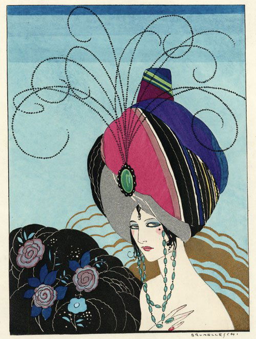 Hermant, Abel: Phili ou par-delà le Bien et le Ma: Hermant, Abel. Phili ou par-delà le Bien et le Mal. Conte moral. Mit 108 (12 blattgroßen) Illustrationen von Umberto Brunelleschi im leuchtenden Pochoir-Kolorit. 28,5 x 20 cm. Lose Blatt bzw. Doppel