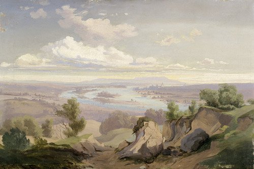 Österreichisch, um 1850: Blick von einer Anhöhe 