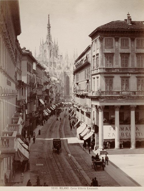 Italy: Views of Milan and Turin: Various photographers; including Giacomo Brogi (blimd stamped), Alinari, Pompeo Pozzi (blind stamped) and Antonio Rossi. Views of Milan and Turin. 1860s-1880s. 17 albumen prints. Various sizes, circa