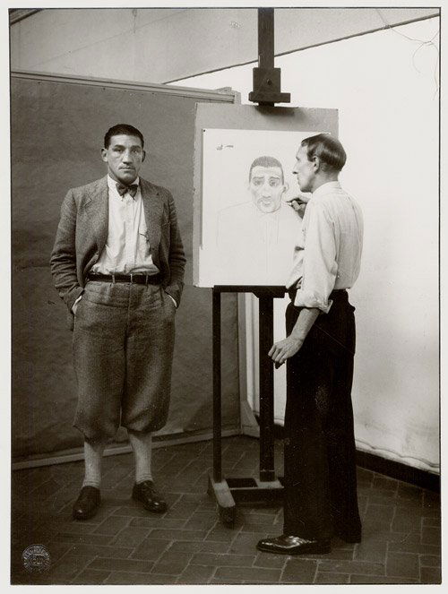 Sander, August: Three Artist Portraits (Hoerle, S: "The Painter Heinrich Hoerle Drawing the German Boxing Champion Hein Domgörgen", circa 1927; "Portrait of the Painter Franz Wilhelm Seiwert", 1928; "Portrait of the Painter J