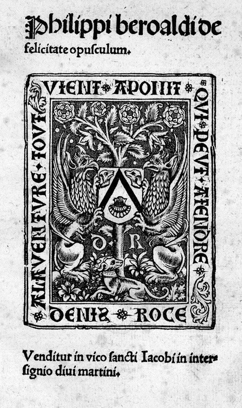 Beroaldus, Philipp: De felicitate opusculum