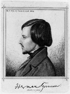 Grimm, Jacob: Grimm, Herman (Brustbilder): Grimm, Jacob. Brustbild als zweijähriges Kind. Radierung auf gewalztem China. 16 x 11 cm. (Nach dem Ölbild von Georg Karl Urlaub von 1787, radiert von Ludwig Emil Grimm, einem Bruder Jacobs)