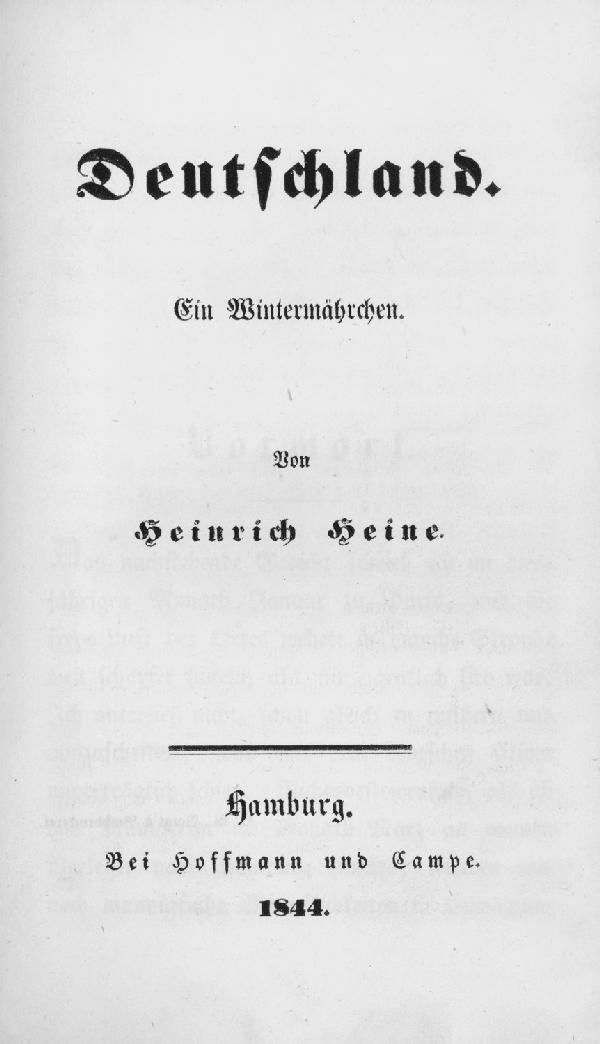 Heine, Heinrich: Deutschland. Ein Wintermaehrchen
