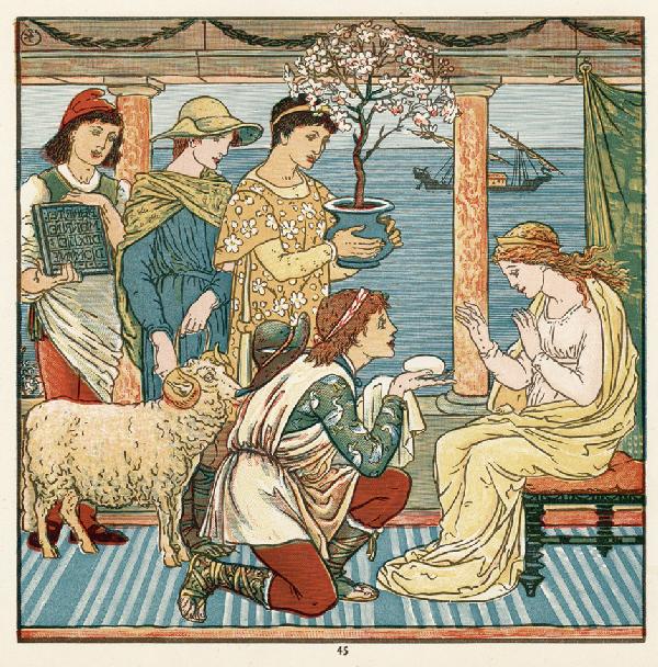 Crane, Walter: The Baby's Bouquêt: Crane, Walter. The Baby's Bouquêt. A fresh Bunch of old Rhymes & Tunes. 56 S. Mit farb. illustr. Titelblatt, 11 ganzs. farb. Illustrationen und Buchschmuck von Walter Crane. 18 x 19 cm. Illustr.