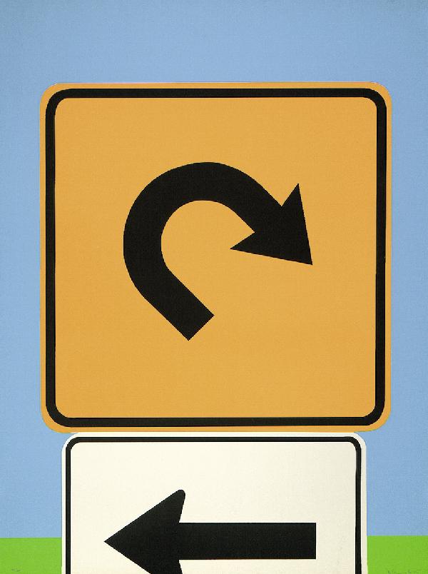 Arcangelo, Allan d': Landscape III: Signs (Landscape III). Farbserigraphie auf leichtem Karton. 101,3 x 75,8 cm (Darstellungs- und Blattgröße). Signiert und datiert. Auflage 200 num. Ex. (19)67. Prachtvoller, satter Druck. Ga