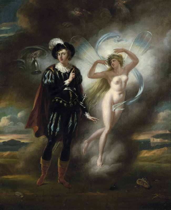 Englisch, um 1830: Szene aus Byrons "Ritter Herol: um 1830. Szene aus Lord Byrons "Ritter Harolds Pilgerreise". Öl auf Leinwand, doubliert. 60,5 x 50 cm.