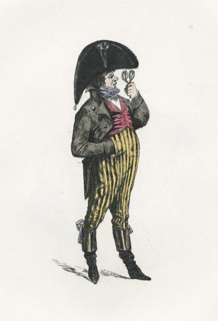 Lacoste, Eugène: Costumes du Directoire. Paris 18: Lacoste, Eugène. Costumes du Directoire tirés des Merveilleuses, avec une lettre de M. Victorien Sardou. 6 Bl., 12 S. Mit Stahlstich-Porträt als Frontispiz und 30 kolorierten Radierunge