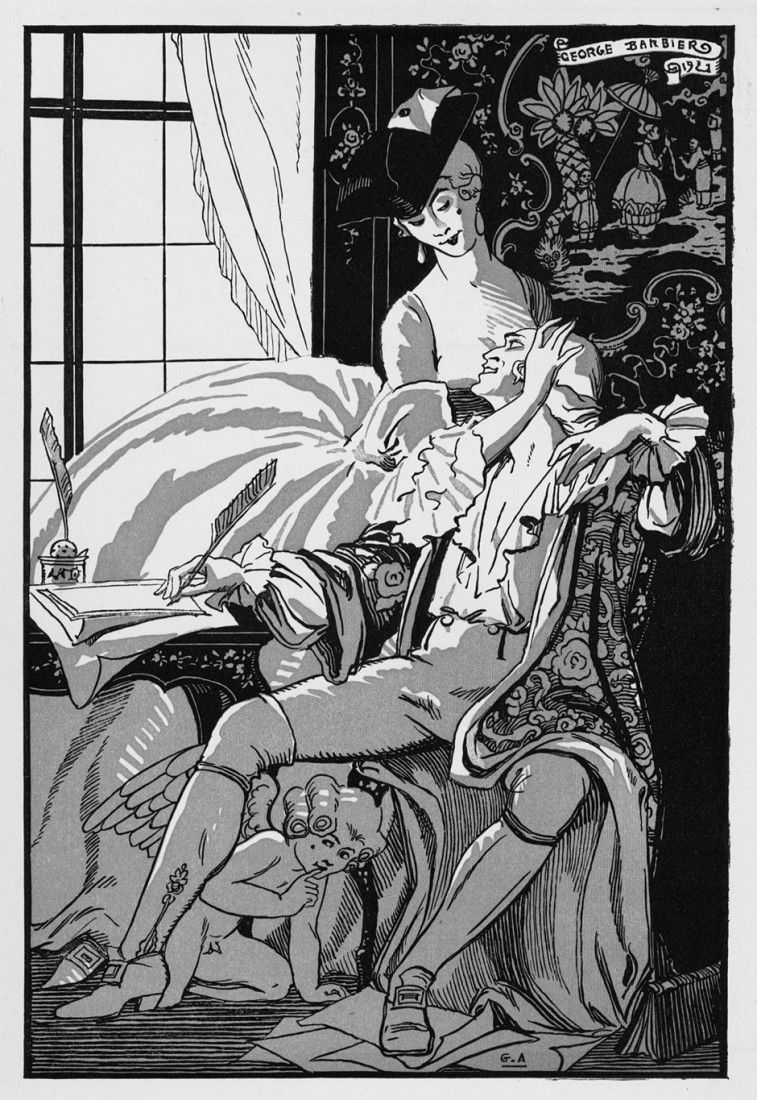 Casanova, Giacomo: Les plus belles heures d'amour: Barbier, G. - Casanova, (G.). Les plus belles heures d'amour de Casanova. X, 177 S., 1 Bl. Mit Holzstich-TVignette, 7 Orig.-Holzstichen und Buchschmuck von George Barbier. 26 x 20 cm. Privater Hal