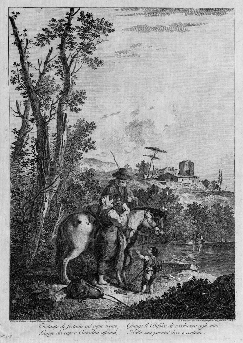 Bartolozzi, Francesco: Die Folge der Zwölf Landsc: Die Folge der Zwölf Landschaften. 12 Radierungen mit Kupferstich, nach Francesco Zuccarelli. 47 x 34 cm. (1762). Nicht bei Nagler, nicht bei Le Blanc, De Vesme/Calabi, Francesco Bartolozzi, Milan