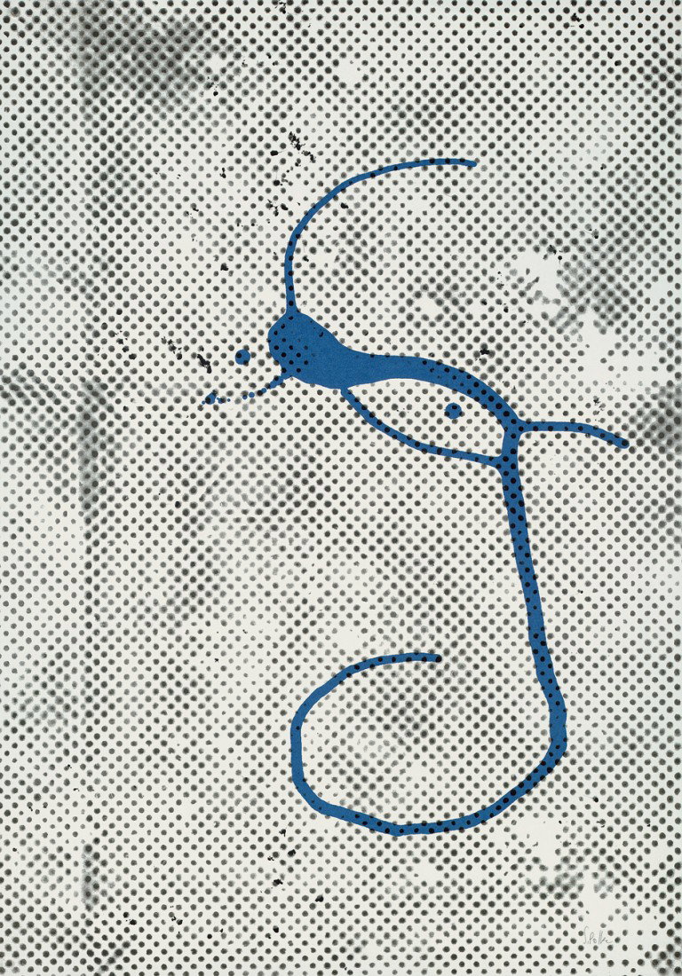 Polke, Sigmar: Ohne Titel: Ohne Titel. Farbsiebdruck auf festem Velin. 98,5 x 69,2 cm (Darstellung und Blattgröße). Signiert. (1988). Griffelkunst I, 250 B5. Aus der Auflage für die "Griffelkunst". Prac