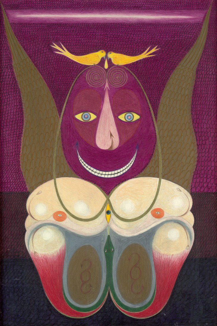 Schröder-Sonnenstern, Friedrich: Das Kulturschand: "Das Kulturschandmal". Farbstifte über Bleistift auf kräftigem Schoellershammer-Karton. 71 x 53 cm. Unten rechts mit Bleistift signiert, datiert und unten links betitelt. 1961. In 