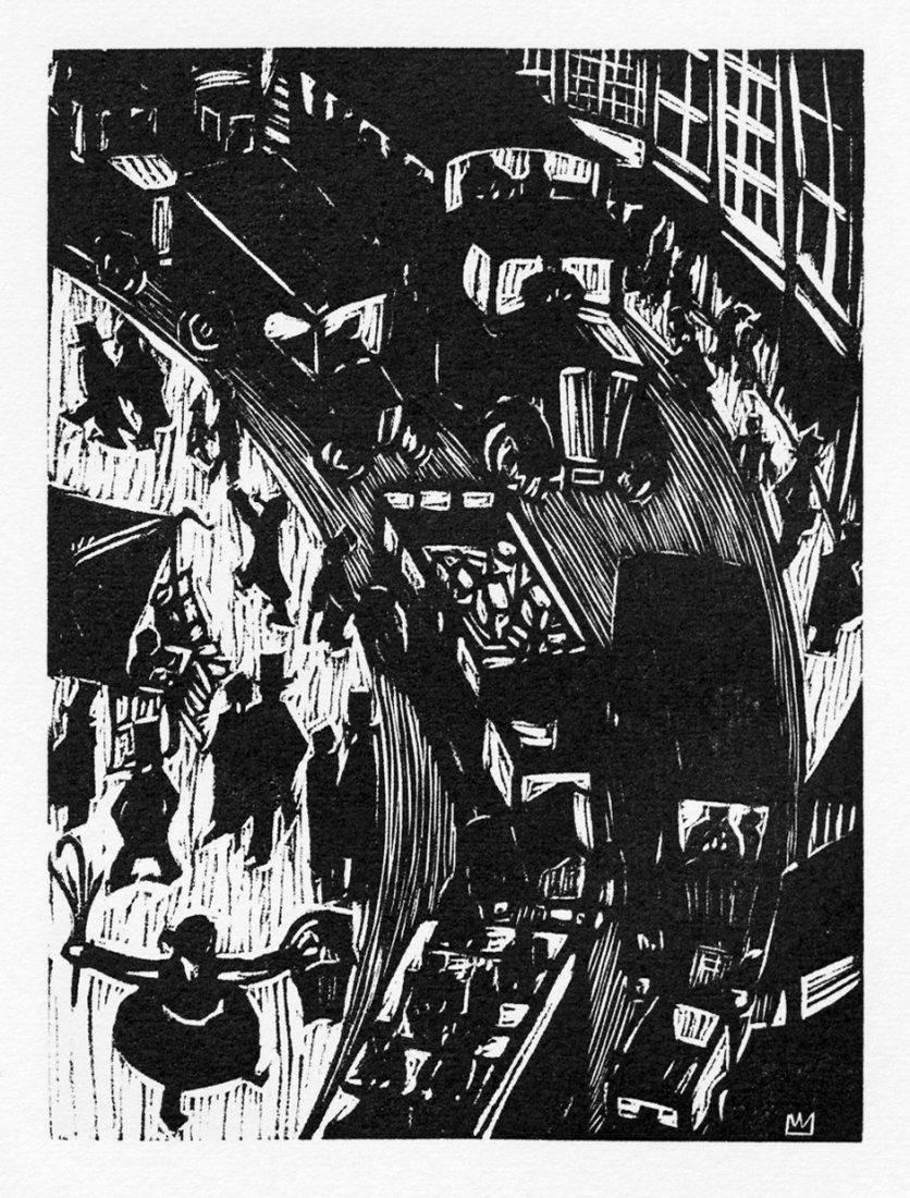 Fries, Willy: Gottlose: Fries, Willy. Gottlose. Mit 26 Orig.- Holzschnitten. 28,5 x 22,5 cm. Illustr. Orig. Halbpergamentband. Erlenbach-Zürich etc. (1929). Eines von 250 Exemplaren, Druckvermerk signiert und vom Kü