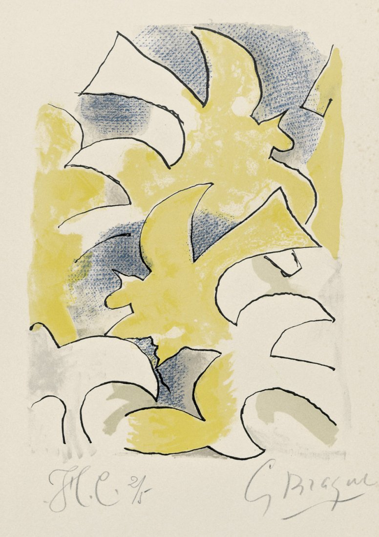 Braque, Georges: Lettera Amorosa: Lettera Amorosa. Farblithographie auf Arches-Velin. 23,8 x 17,5 cm (Darstellung); 38 x 28 cm (Blattgröße). Signiert und als Exemplar "H.(ors) C.(ommerce)" bezeichnet. Auflage 5 num