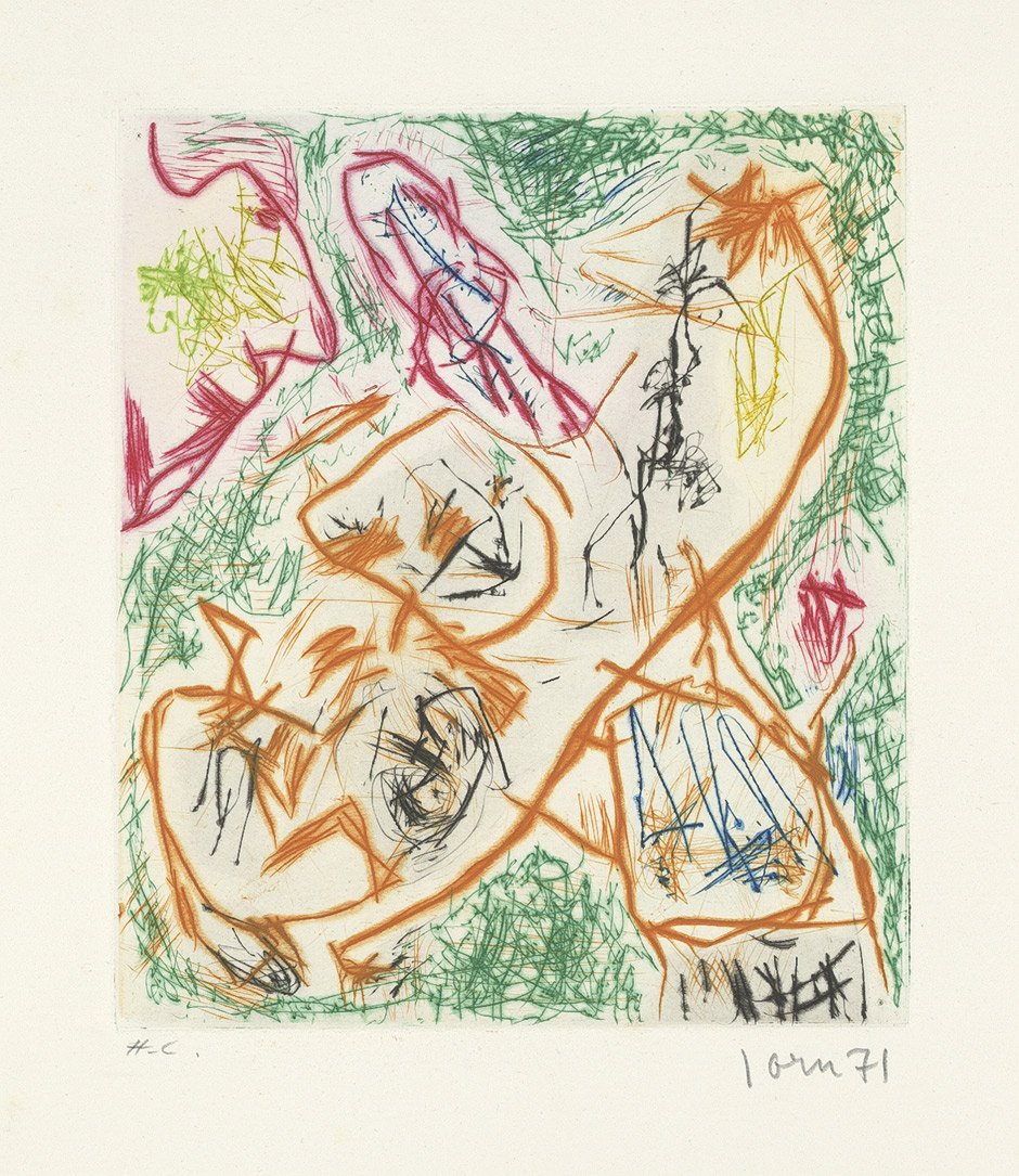 Jorn, Asger: Tarotaumagie offusquée: Tarotaumagie offusquée. Farbradierung auf Arches-Velin. 21,5 x 18 cm (Plattenrand); 66 x 50,3 cm (Blattgröße). Signiert, datiert und als Exemplar "H.(ors) C.(ommerce)" bezeich