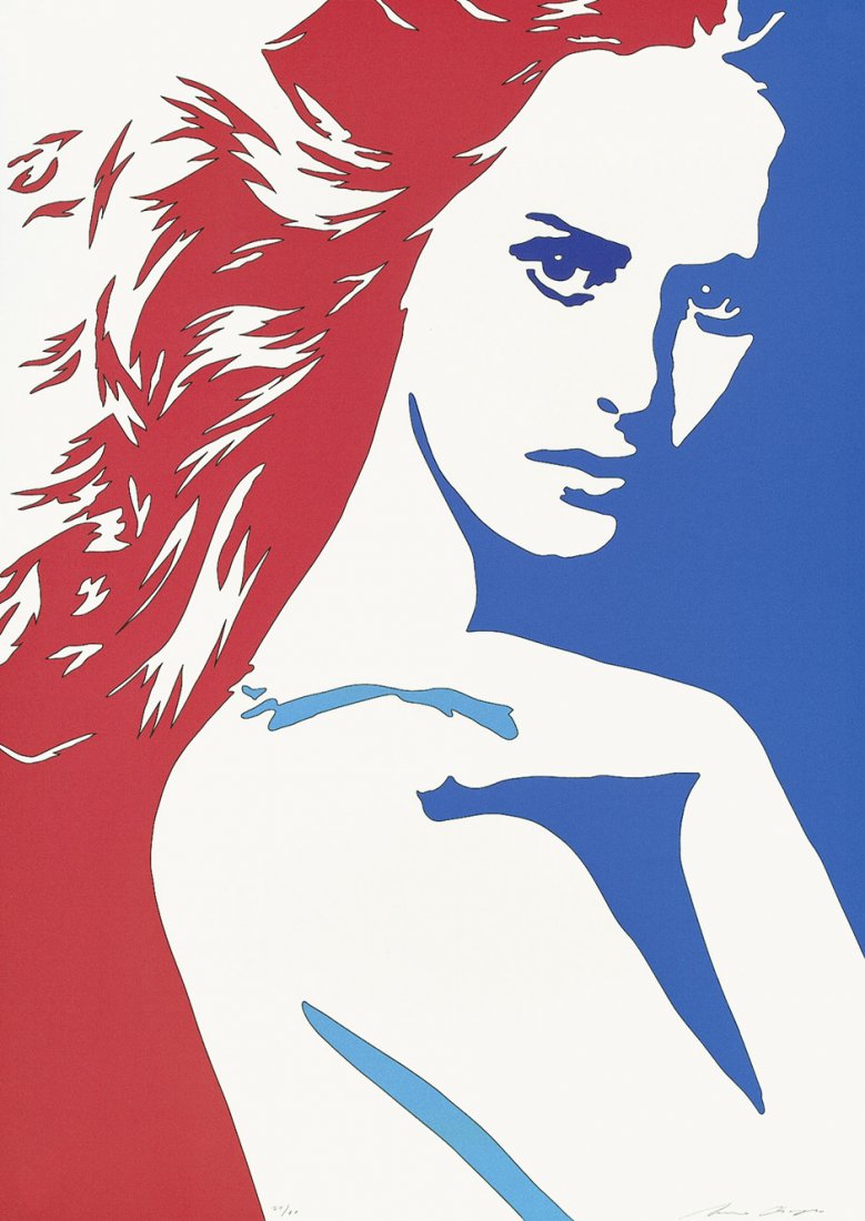 Berges, Werner: Pop Stars: "Pop Stars". Ein Blatt Titel, Inhaltsverzeichnis und Impressum mit vier (von sechs) Farbserigraphien auf festem Velin. 70 x 50 cm (Darstellung und Blattgröße). Lose Blatt in Orig.