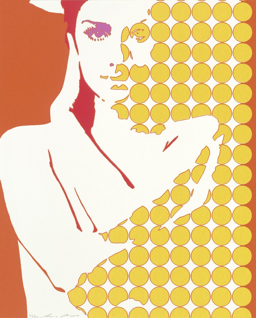 Berges, Werner: Monday (gelb): Monday (gelb). Farbserigraphie auf Velin. 64,2 x 52,7 cm. (Darstellung und Blattgröße). Signiert. Auflage 35 num Ex. (2004).Hervorragender, farbkräftiger Druck. Ein kaum sichtbares kle